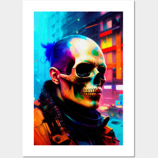 Abstract Cyberpunk Skull Posters and Art